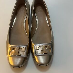 Tory Burch gold Flats with Logo Accent